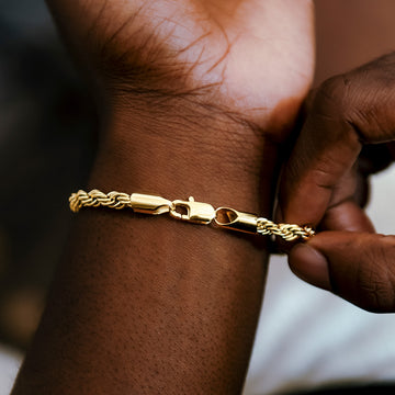 Pulsera de cuerda de oro amarillo - 6mm