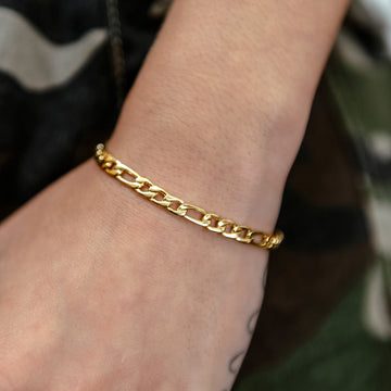 Pulsera Figaro de oro amarillo - 4 mm