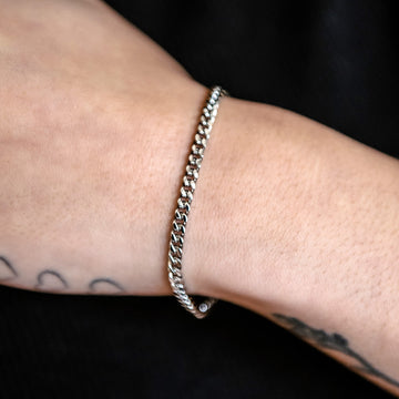 Pulsera Micro Cubana de Oro Blanco - 3mm