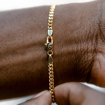 Pulsera microcubana de oro amarillo - 3 mm