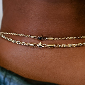 2mm + 4mm Rope Chain Bundle in Yellow Gold