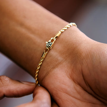 Pulsera de cuerda de oro amarillo - 2mm