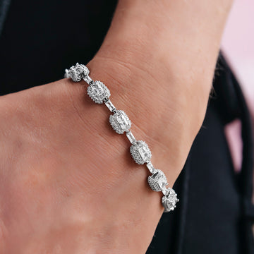 Pulsera de diamante talla cojín