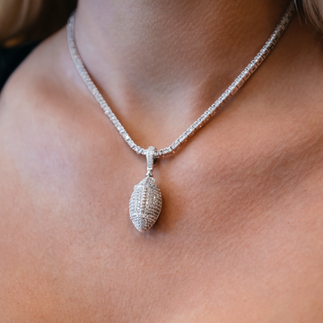 Iced Football Pendant in White Gold
