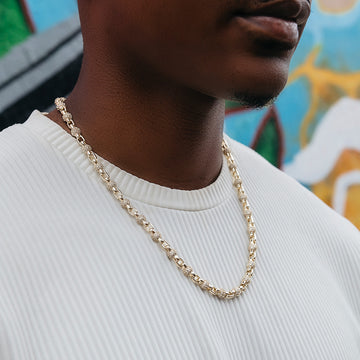 Iced Ball Box Link Chain in Yellow Gold - 6mm