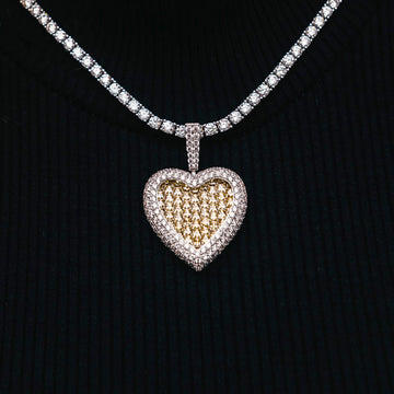 Colgante Corazón Baguette con Diamantes Canario