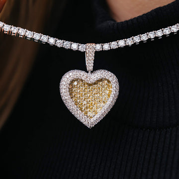 Colgante Corazón Baguette con Diamantes Canario