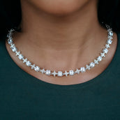 Round Stone Star Tennis Necklace in White Gold - 8mm