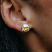 Pendientes de talla cojín canario