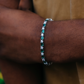 Pulsera de tenis con baguettes de esmeralda