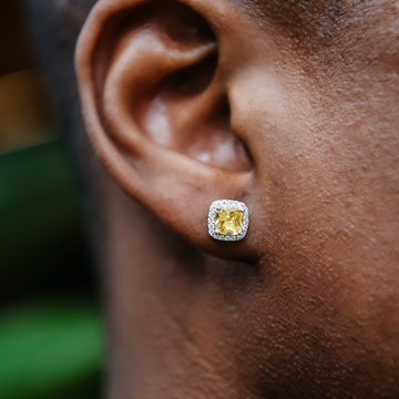 Pendientes Canary de talla cojín en oro blanco