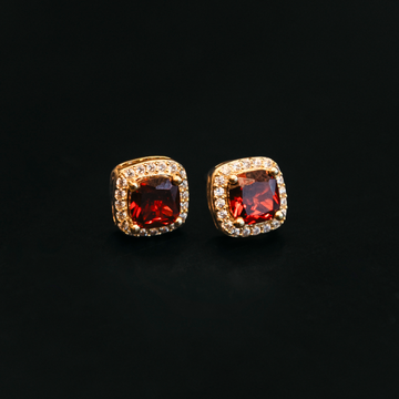 Ruby Cushion Cut Earrings in Yellow Gold