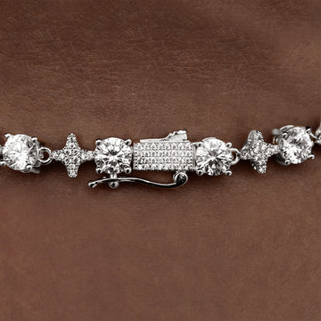 Round Stone Star Tennis Chain in White Gold - 8mm