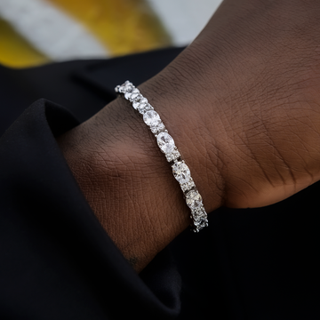 Pulsera tenis de diamantes de talla ovalada mixta - 5 mm