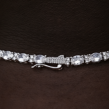 Cadena de tenis con diamantes de corte ovalado y mixto en oro blanco - 3 mm