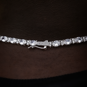 Cadena de tenis con diamantes de corte ovalado y mixto en oro blanco - 5 mm