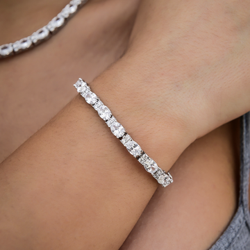 Pulsera tenis de diamantes de talla ovalada mixta - 5 mm