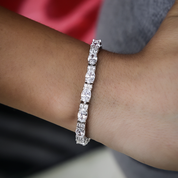 Pulsera tenis de diamantes de talla ovalada mixta - 5 mm
