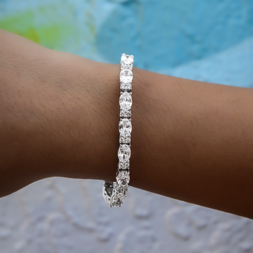 Pulsera tenis de diamantes de talla ovalada mixta - 5 mm