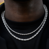 Paquete de cadena de tenis con corte ovalado de diamante de 3mm + 5mm de mezcla