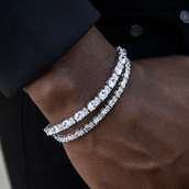 Paquete de pulseras de tenis con diamantes de corte ovalado mixto de 3 mm + 5 mm