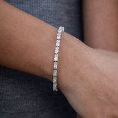 Pulsera de tenis con diamantes de corte ovalado y mixto - 3 mm