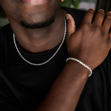 Conjunto de collar y pulsera de tenis de diamante con corte ovalado mixto - 3 mm