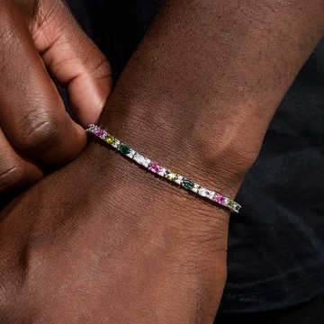 Pulsera de tenis de corte ovalado mixto multicolor - 3 mm