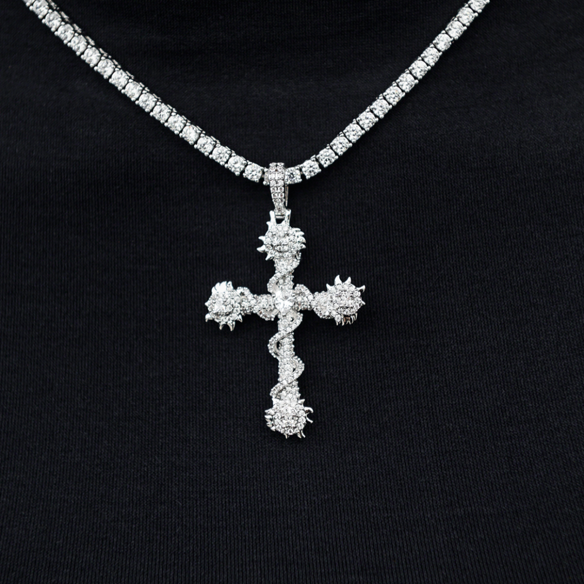 Crystal Iced Spiked Cross – The GLD Shop