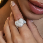 Anillo Corazón de Diamante en Vermeil de Oro Blanco