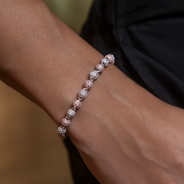 Pulsera de bolas heladas en oro rosa/blanco - 4 mm