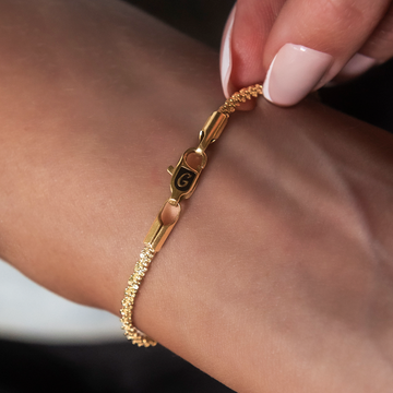 Popcorn Bracelet in Yellow Gold- 2mm