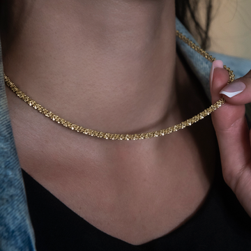 Cadena de palomitas de maíz en oro amarillo - 4mm