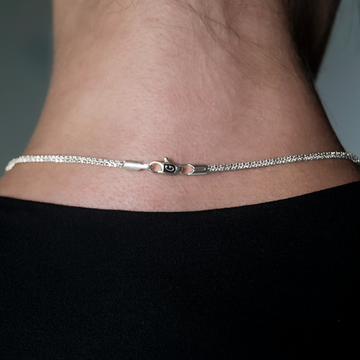 Popcorn Necklace in White Gold- 2mm
