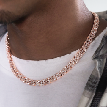 Cadena tipo eslabones baguette en oro rosa - 8 mm