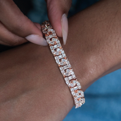 Brazalete de eslabones tipo baguette en oro rosa