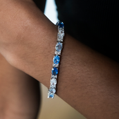 Pulsera de tenis de óvalos mixtos azules - 5 mm