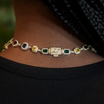 Collar de gemas de colores en oro amarillo - 17 mm