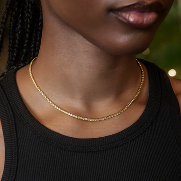 Conjunto de collar y pulsera de micro tenis Canary en oro amarillo