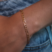 Pulsera Figaro en Oro Rosa - 4mm