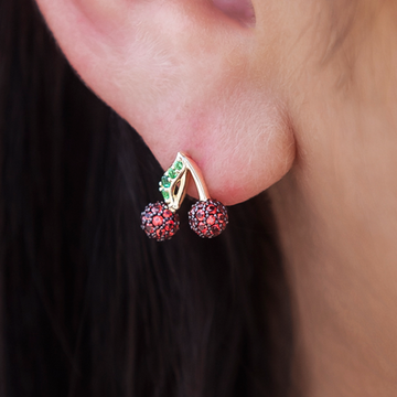 Pendientes de cereza con circonitas
