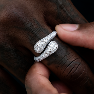 Anillo de pañuelo "Iced" en vermeil de oro blanco