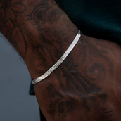 Pulsera de espiga en oro blanco - 4mm