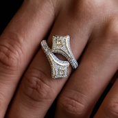 Anillo envolvente Pave Star en vermeil de oro blanco