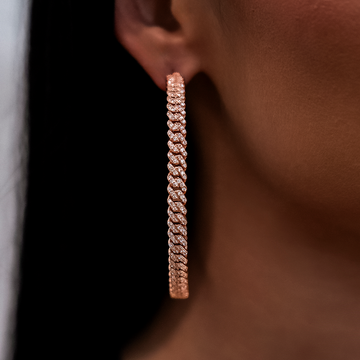 Pendientes de aro con pavé de diamantes en oro rosa