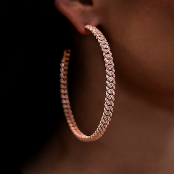 Pendientes de aro con pavé de diamantes en oro rosa