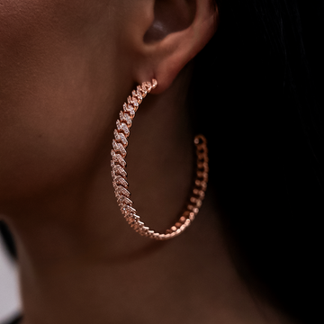 Pendientes de aro con pavé de diamantes en oro rosa
