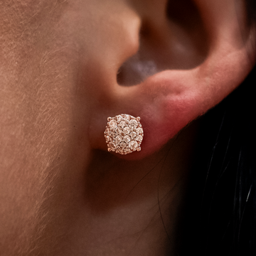 Pendientes de Moissanita de 8 mm con Pavé en Vermeil de Oro Rosa