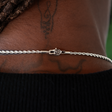 Paquete de cadena de cuerda + pulsera en oro blanco - 2 mm