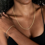 Palm Chain Necklace + Bracelet Bundle in Yellow Gold - 2mm